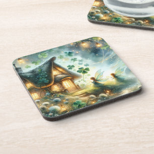 Shamrock Fairy Cottage Glow Coaster