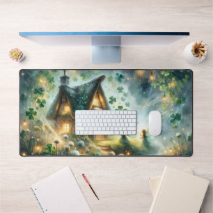 Shamrock Fairy Cottage Glow Desk Mat
