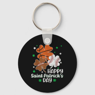Shamrock Football Basketball Baseball St Patricks Key Ring