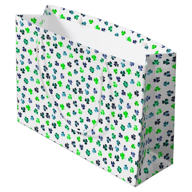 Shamrock for St Patrick's Day  Large Gift Bag (Back Angled)