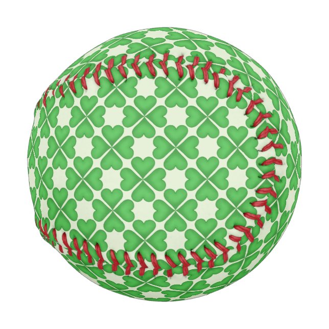 Shamrock Four leaf Clover Hearts pattern Customise Baseball (Back Left)