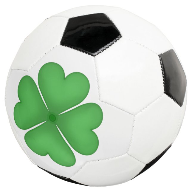 Shamrock Four leaf Clover Hearts Soccer Ball (Three Quarter)