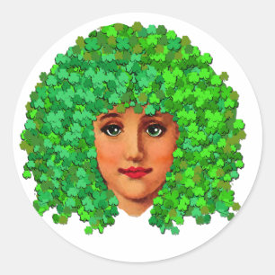 Shamrock Girl Classic Round Sticker