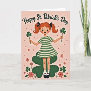 Shamrock Girl Glitter Texture Card
