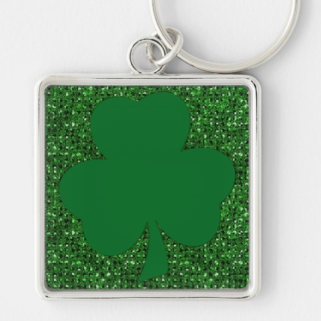 Shamrock Glitter Keychain (Front)