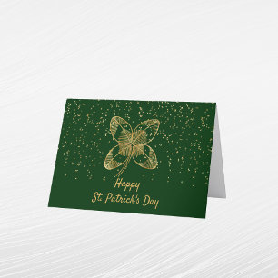 Shamrock Gold Confetti St Patricks Day Holiday Card