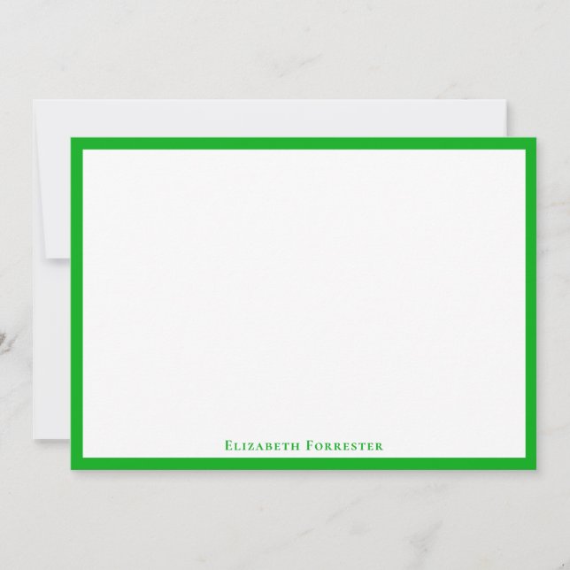 Shamrock Green Border Flat Note Card (Front)