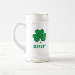 Shamrock Green Clover Ireland Celtic Irish Name Beer Stein