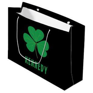 Shamrock Green Clover Ireland Celtic Irish Name Large Gift Bag