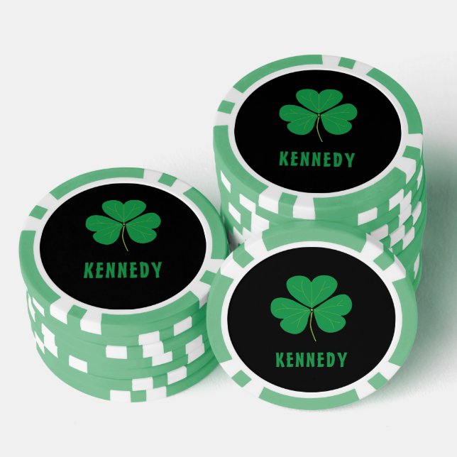 Shamrock Green Clover Ireland Celtic Irish Name Poker Chips (Stack)