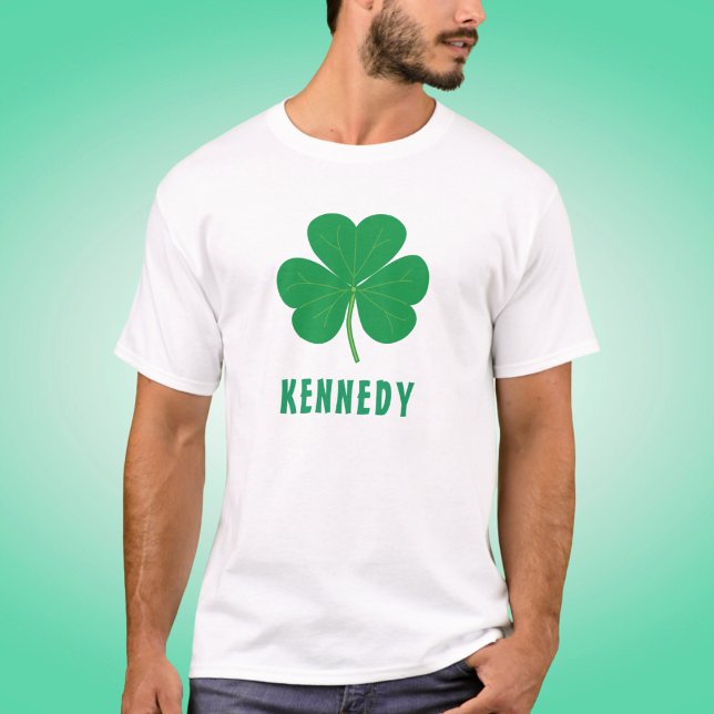 Shamrock Green Clover Ireland Irish Custom Name T-Shirt (Creator Uploaded)