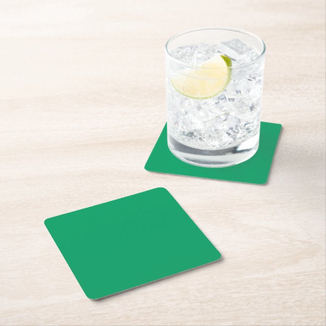 Shamrock Green Square Paper Coaster (Insitu)
