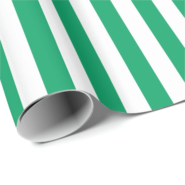 Shamrock Green/White Stripe Wrapping Paper (Roll Corner)