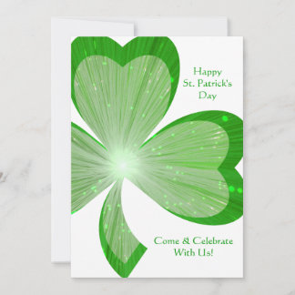 Shamrock 'Happy St.Patrick's Day' invitation white