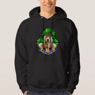 Shamrock Hat Golden Retriever Holding Beer St Patr Hoodie