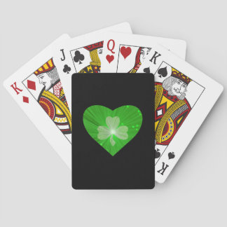 Shamrock Heart Black playing cards