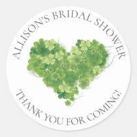Shamrock Heart Bridal Thank You Shower Sticker