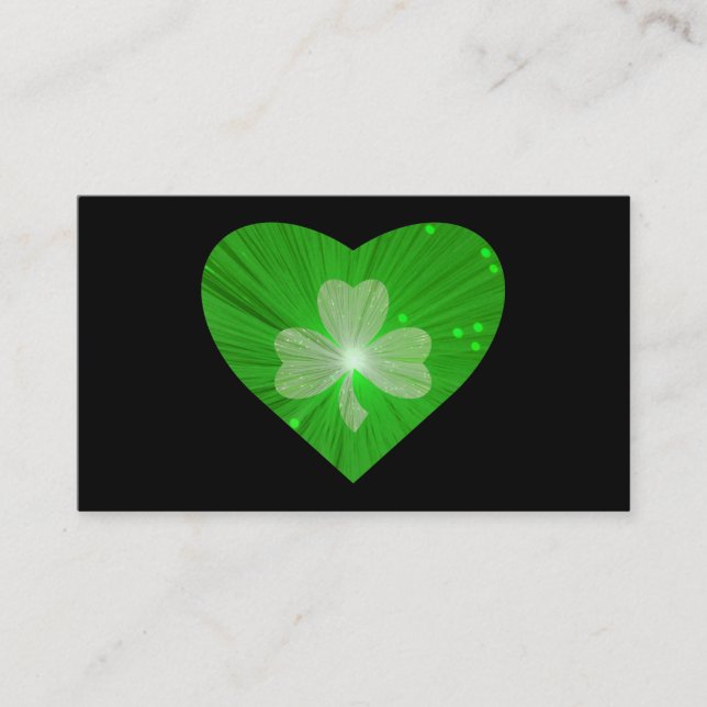 Shamrock Heart business card black (Front)