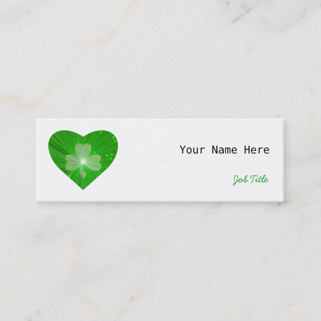 Shamrock Heart business card side white skinny (Front)