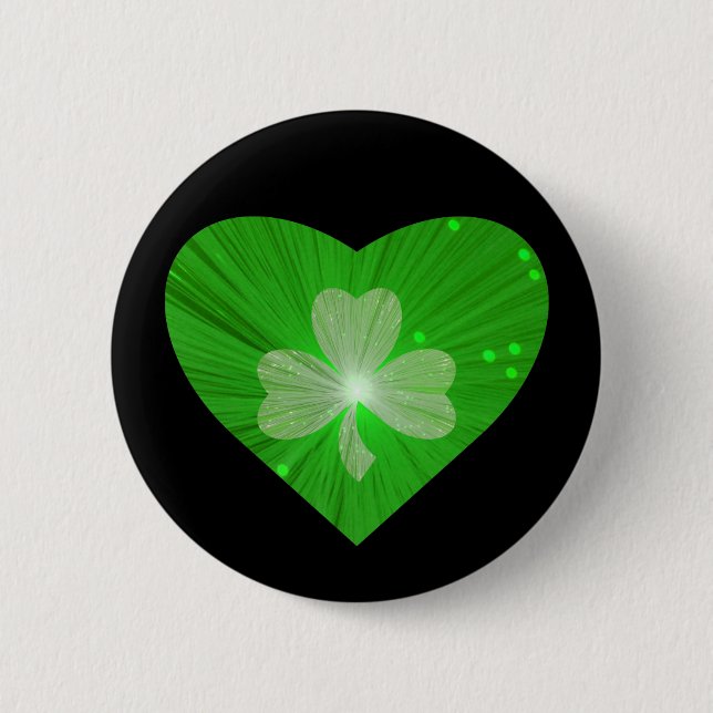 Shamrock Heart button badge black (Front)