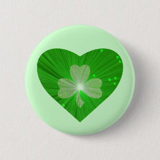 Shamrock Heart button badge green