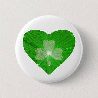 Shamrock Heart button badge white