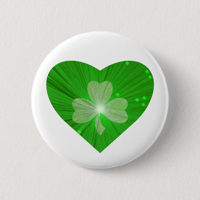 Shamrock Heart button badge white (Front)