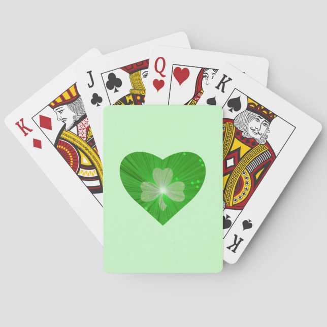 Shamrock Heart Green playing cards (Back)