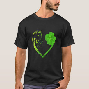 Shamrock Heart Horse C  St Patricks Day Women Girl T-Shirt