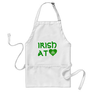 Shamrock Heart 'Irish at Heart' apron green text