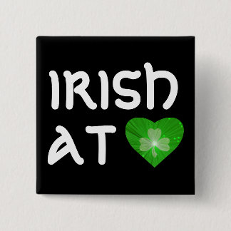 Shamrock Heart 'Irish at Heart' button black
