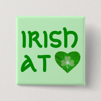 Shamrock Heart 'Irish at Heart' button green