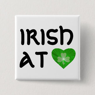 Shamrock Heart 'Irish at Heart' button white