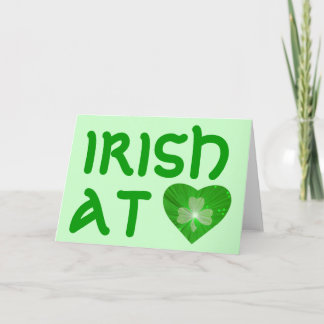 Shamrock Heart 'Irish at Heart ' card green