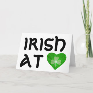 Shamrock Heart 'Irish at Heart ' card white