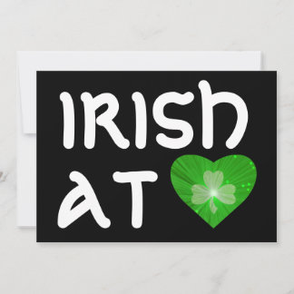 Shamrock Heart 'Irish at Heart' invitation black
