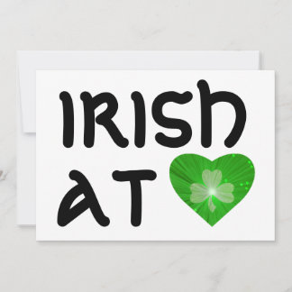 Shamrock Heart 'Irish at Heart' invitation white