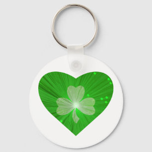 Shamrock Heart keychain white