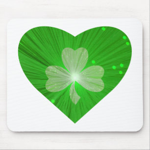Shamrock Heart mousepad white