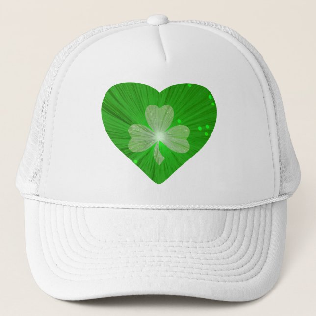 Shamrock Heart trucker hat white (Front)