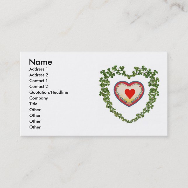 Shamrock Hearts Business Card (Front)