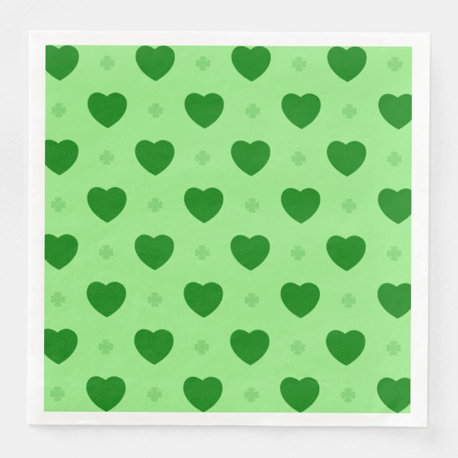 Shamrock Hearts Paper Napkin (Front)