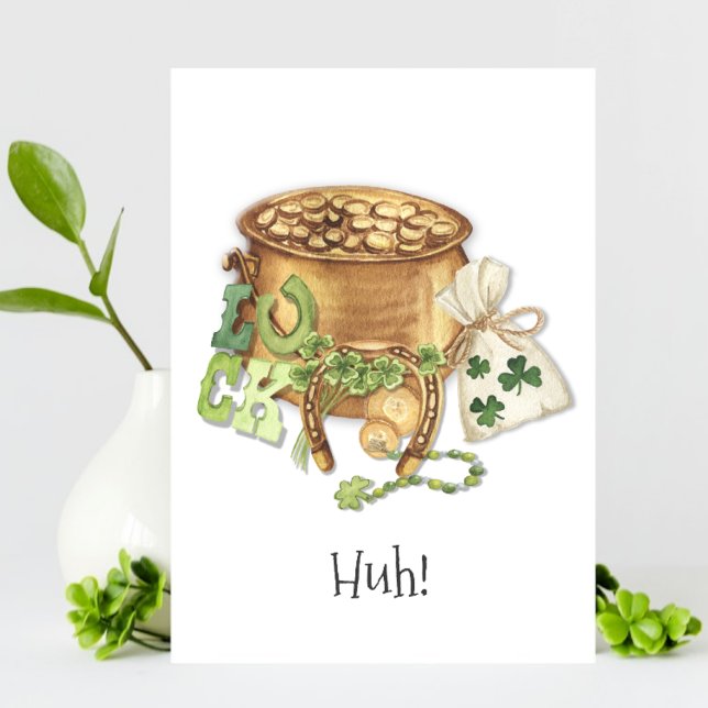Shamrock Horseshoe Luck Funny St Patricks Day Card (Creator Uploaded)