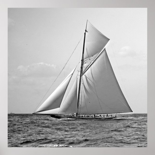 Shamrock II at Outer Mark 1901 BW Poster (Front)