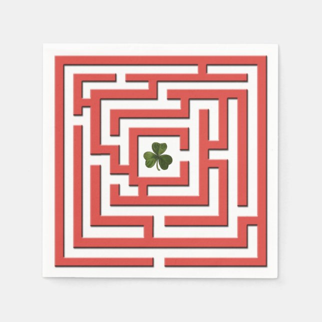Shamrock in Red Labyrinth Challenge Napkin (Front)
