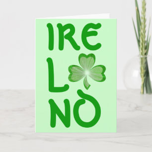 Shamrock 'Ireland' greetings card green