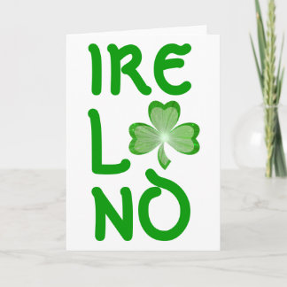 Shamrock 'Ireland' greetings card white