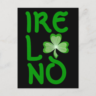 Shamrock 'Ireland' postcard vertical black