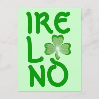 Shamrock 'Ireland' postcard vertical green