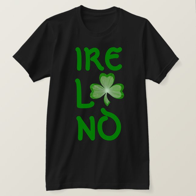 Shamrock 'Ireland' t-shirt vertical black (Design Front)